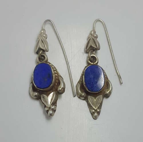Genuine Silver and Blue Gemstone Earrings